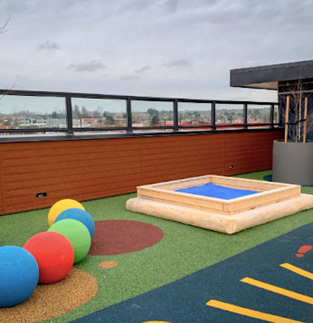 a rubber-surfaced school playground